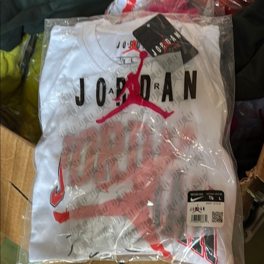 Jordan White Tee with Red Accents